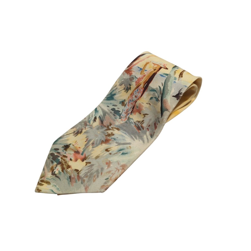 Tommy Bahama Mens Dress Tie Size 57" Yellow Hawaiian Lady Business Wedding